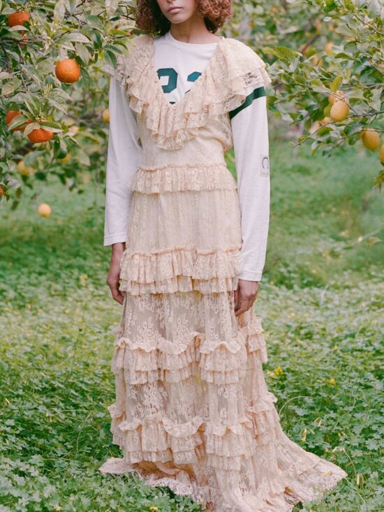 Sea New York Dresses & Skirts - Sea New York Sharleen Lace Maxi Dress - Beige V Neck Romantic Party